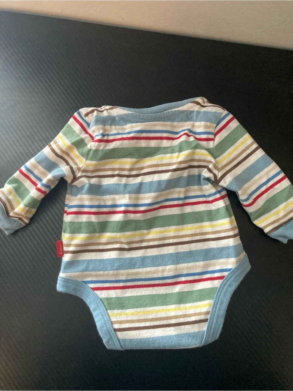 OshKosh B'gosh Striped Long-Sleeve One-Piece in Blue, Green, Red, Yellow, Brown